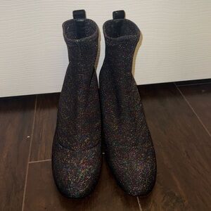 Glittering Black Ankle Boots